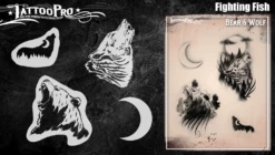Wiser's Airbrush TattooPro Stencil – Wolf & Bear -Superstar Verkoop ATPS 192 Wolf Bear2 1024x1024