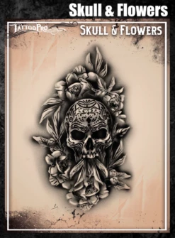 Wiser's Airbrush TattooPro Stencil – Skull & Flowers