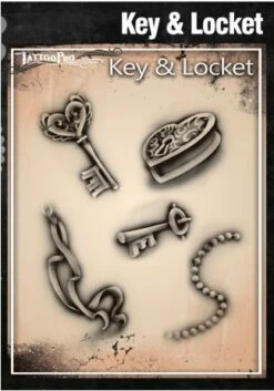 Wiser's Airbrush TattooPro Stencil - Key & Locket