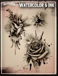 Wiser's Airbrush TattooPro Stencil - Watercolor And Inksplat