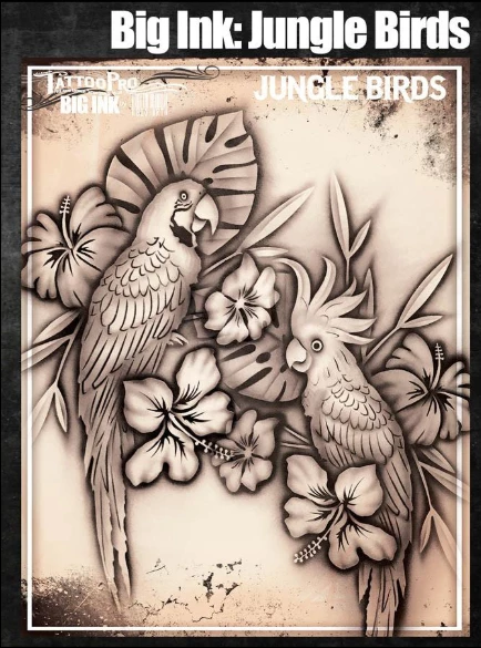 Wiser's Airbrush TattooPro Stencil – Big Ink - Jungle Birds 3 Wiser's Airbrush TattooPro Stencil – Big Ink - Jungle Birds