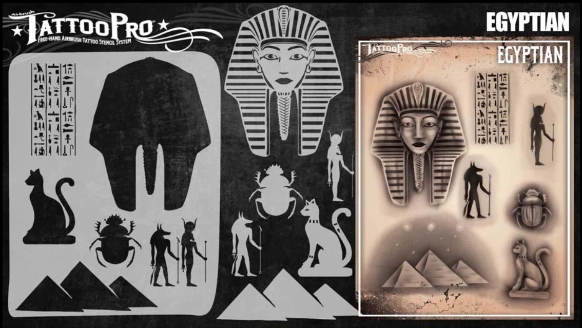 Wiser's Airbrush TattooPro Stencil – Egyptian 4 Wiser's Airbrush TattooPro Stencil – Egyptian - Image 2
