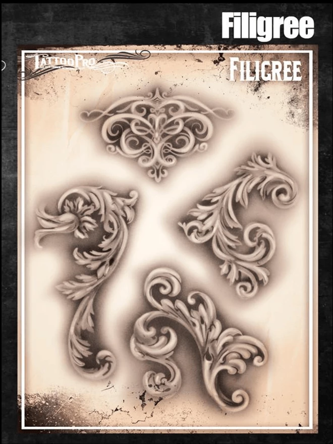 Wiser's Airbrush TattooPro Stencil – Fancy Filigree 3 Wiser's Airbrush TattooPro Stencil – Fancy Filigree