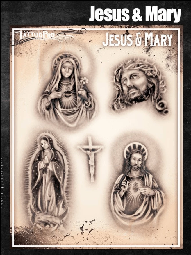 Wiser's Airbrush TattooPro Stencil – Jesus & Mary 3 Wiser's Airbrush TattooPro Stencil – Jesus & Mary