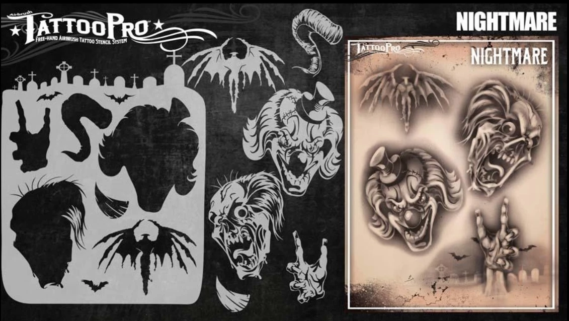Wiser's Airbrush TattooPro Stencil – Nightmare 4 Wiser's Airbrush TattooPro Stencil – Nightmare - Image 2