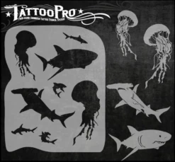 Wiser's Airbrush TattooPro Stencil – Shark Attack -Superstar Verkoop wiser s airbrush tattoopro stencil shark attack